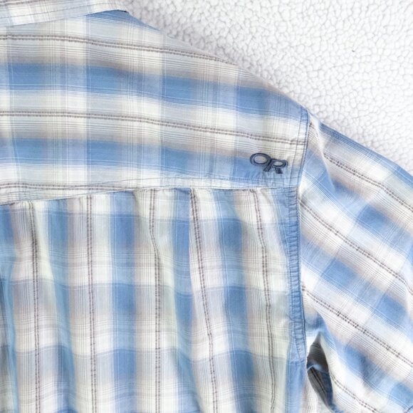 Outdoor Research Shirt Mens Extra Large Blue White Plaid Button Up Short Sleeve - Picture 5 of 10